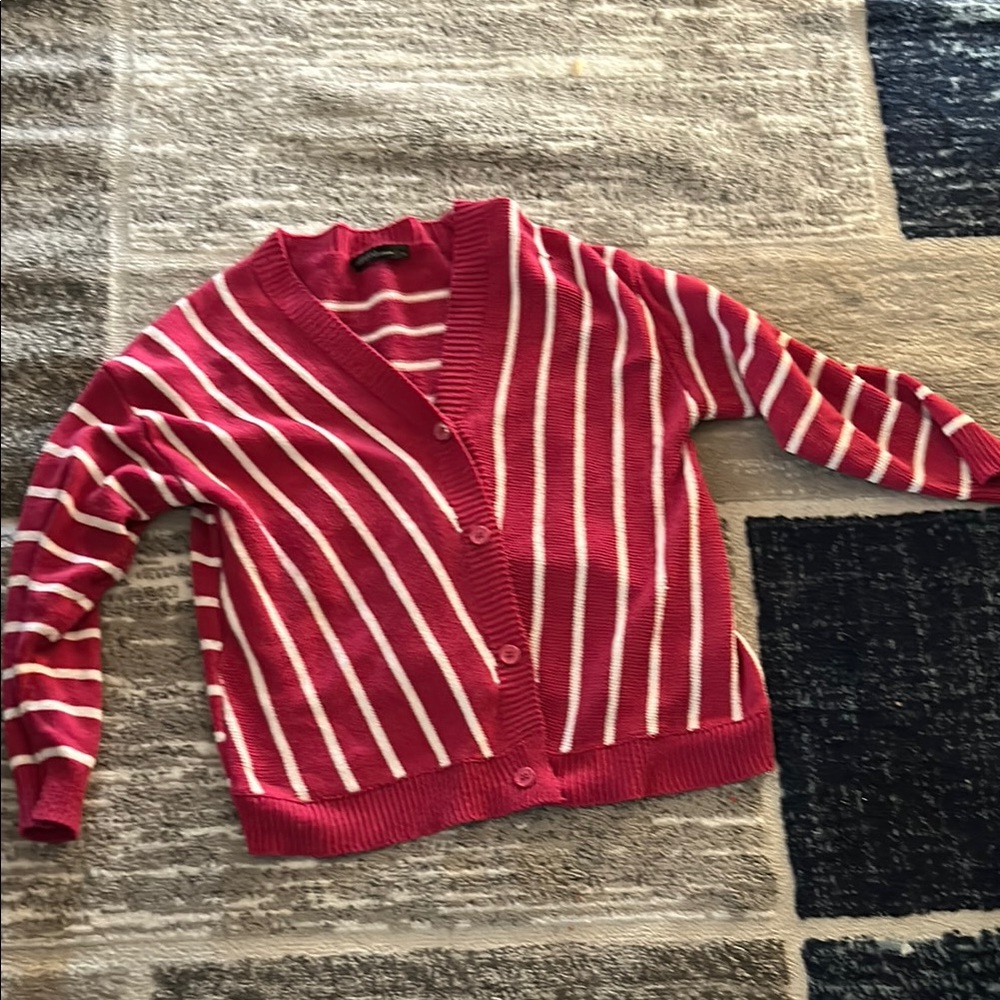 Striped Red Cardigan Sweater